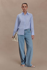 Hansen Oversized Shirt - Blue Pinstripe