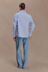 Hansen Oversized Shirt - Blue Pinstripe