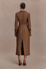 Cecilie Cut Out Shirt Midi Dress - Dark Chocolate