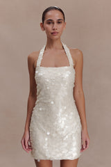 Caralee Sequin Halter Mini Dress - Ivory