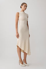 Milasandra Pleated Knit Dress - Ivory
