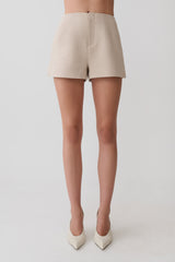Solenne Suiting Shorts - Natural Marle