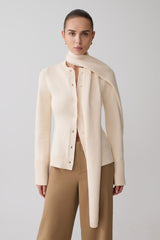 Lara Knit Cardigan With Scarf - Ivory