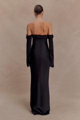 Giselle Off Shoulder Cowl Neck Maxi Dress - Black