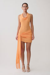Lucien Cowl Neck Mini Dress - Apricot
