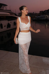 Guinevere Lace And Mesh Maxi Skirt - Ivory