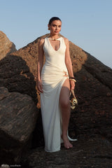 Kaiden Slinky Beaded Maxi Dress - Ivory