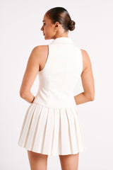 Mura Pleated Mini Skirt - Ivory