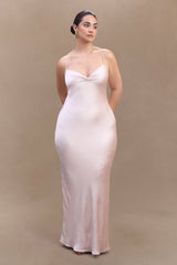 Lilly Sweetheart Satin Maxi Dress - Soft Pink