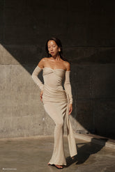 Ingrid Metallic Knit Maxi Dress - Bronze