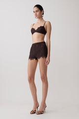 Gigi Lace Mini Shorts - Dark Chocolate