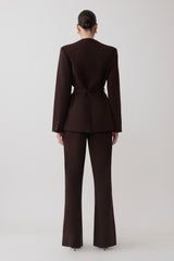 Darcie Fit And Flare Suiting Pants - Dark Chocolate