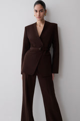 Darcie Fit And Flare Suiting Pants - Dark Chocolate