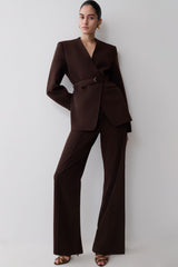 Darcie Fit And Flare Suiting Pants - Dark Chocolate