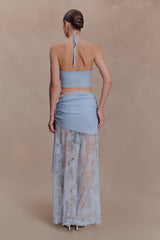 Lucy Lace And Knit Skirt - Cornflower Blue